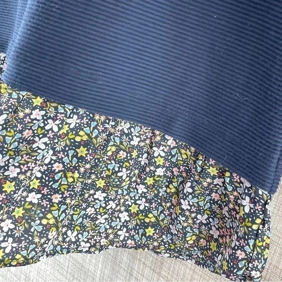 Talbots Navy Blue Blouse with Floral Hem - Picture 5 of 7